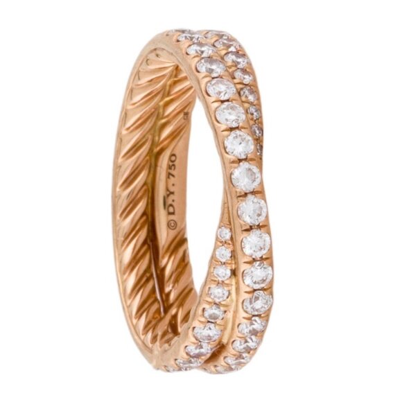 DAVID YURMAN 18K 750 ROSE GOLD 1.23CTW DIAMOND PAVÉ CROSSOVER RING - Picture 5 of 11